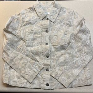🔥Host Pick🔥Carole Little 100% linen embroidered button down jacket Size XS/Small